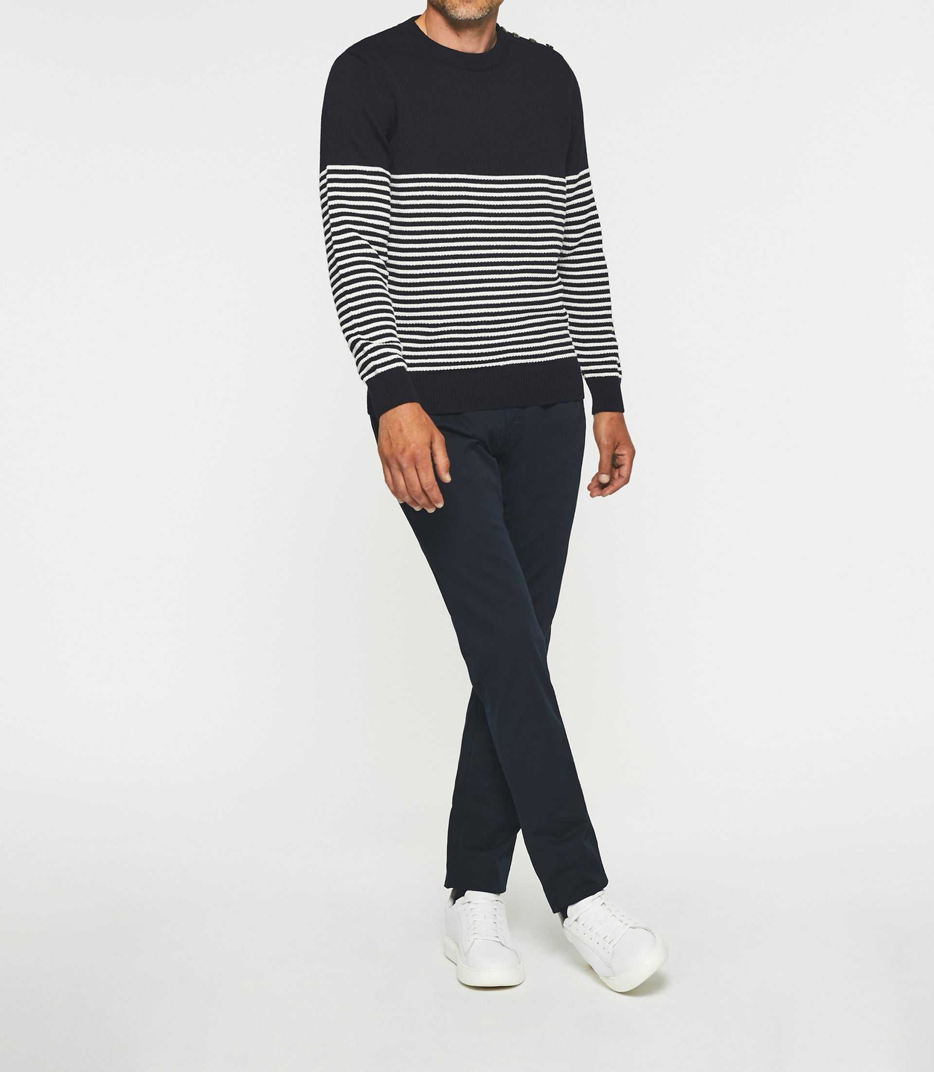 Navy wool striped sweater BARTOLO