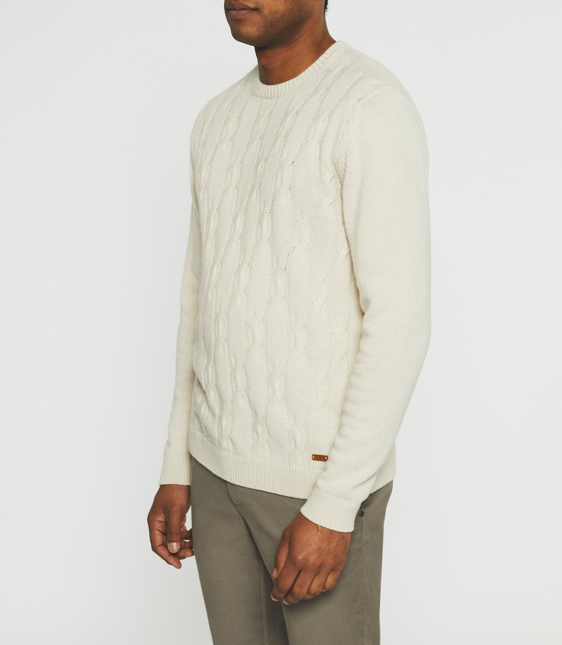 Beige wool-cashmere round neck sweater BENITO