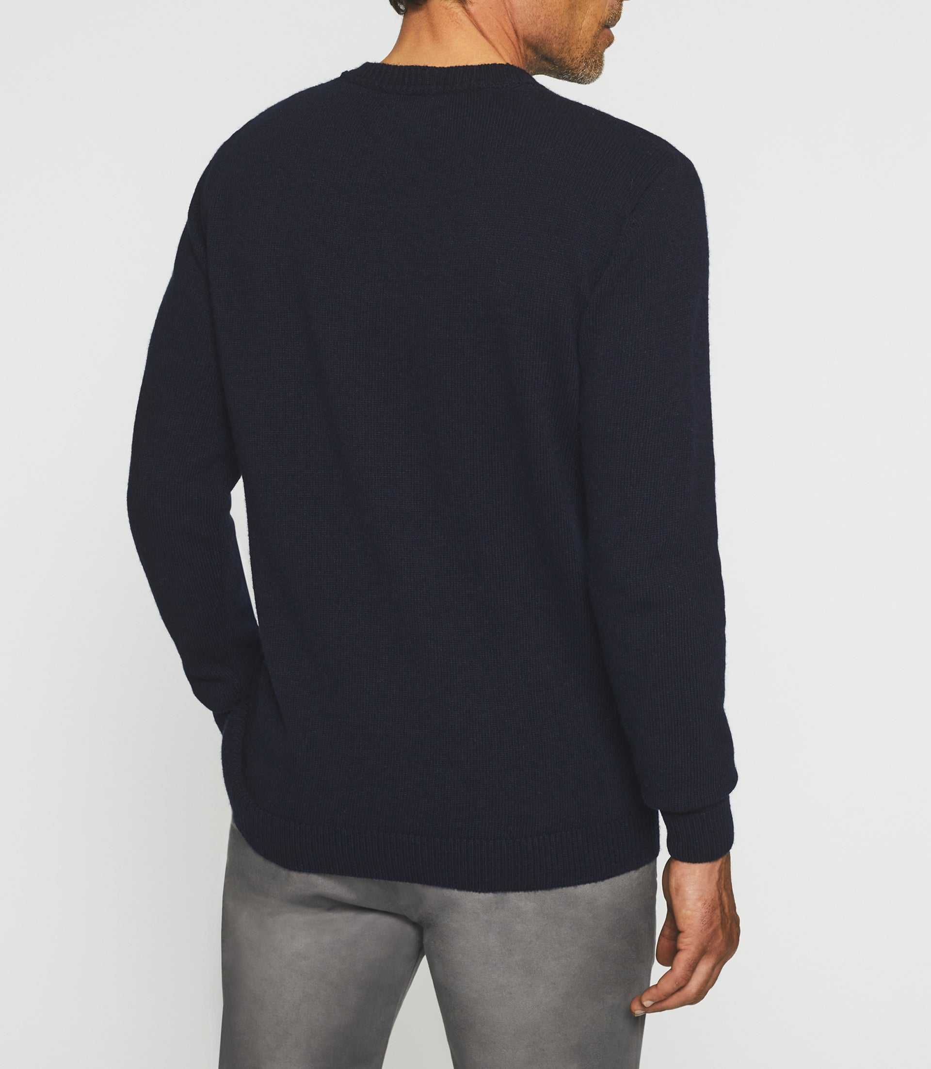 Navy wool-cashmere round neck sweater BENITO