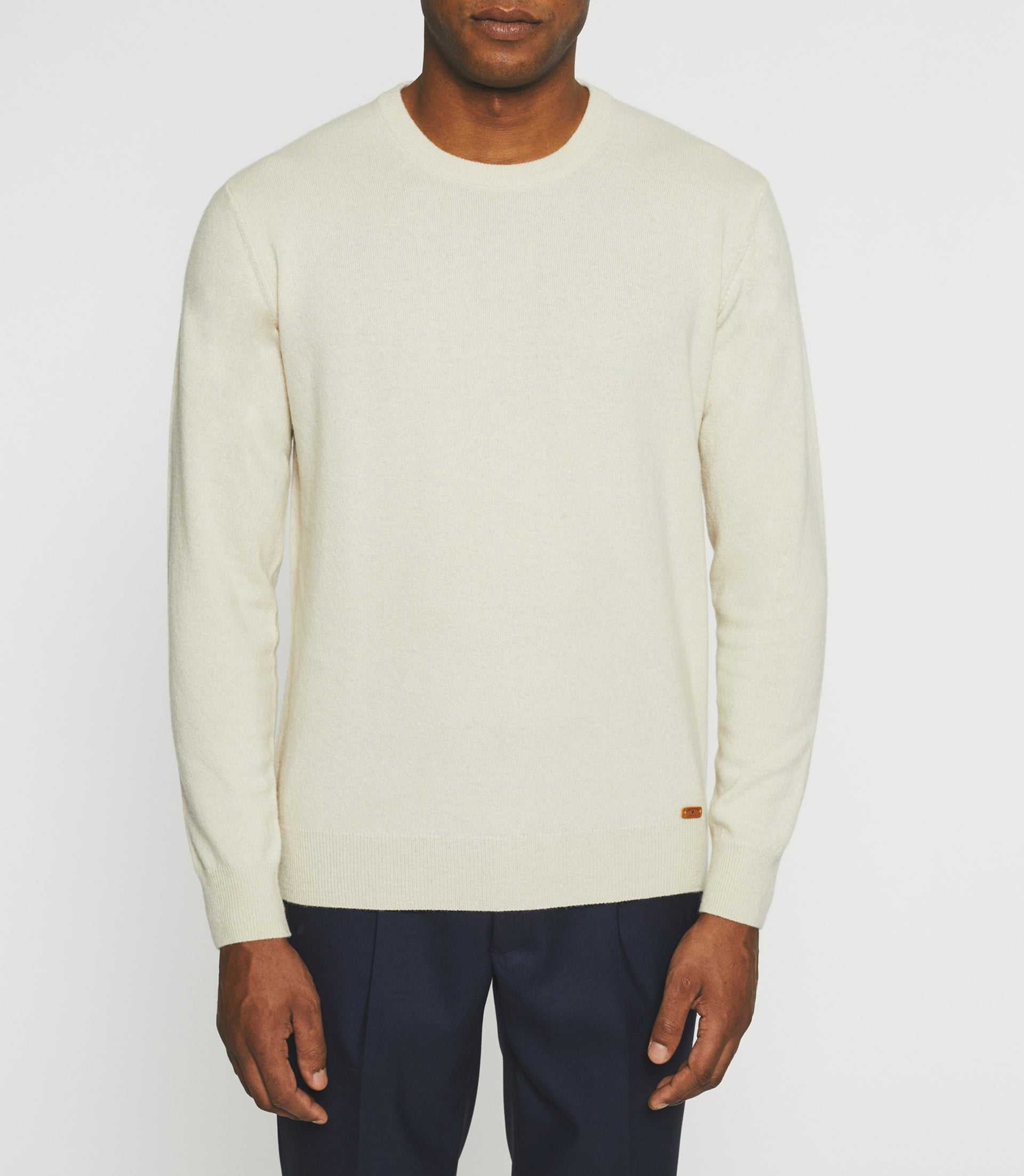 Round neck sweater in beige wool-cashmere BERTOLDO