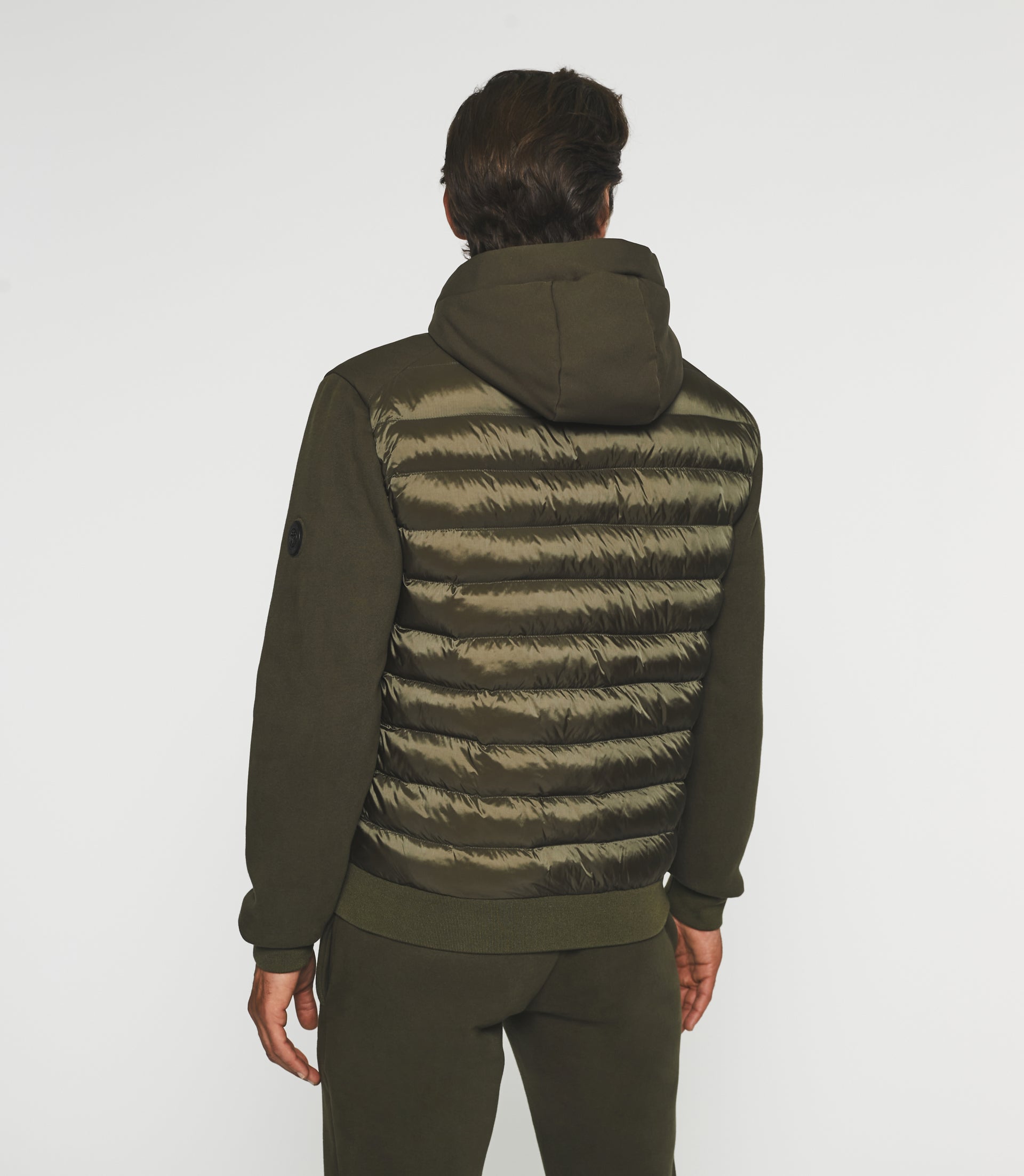 SWBENT khaki zip-up hooded vest