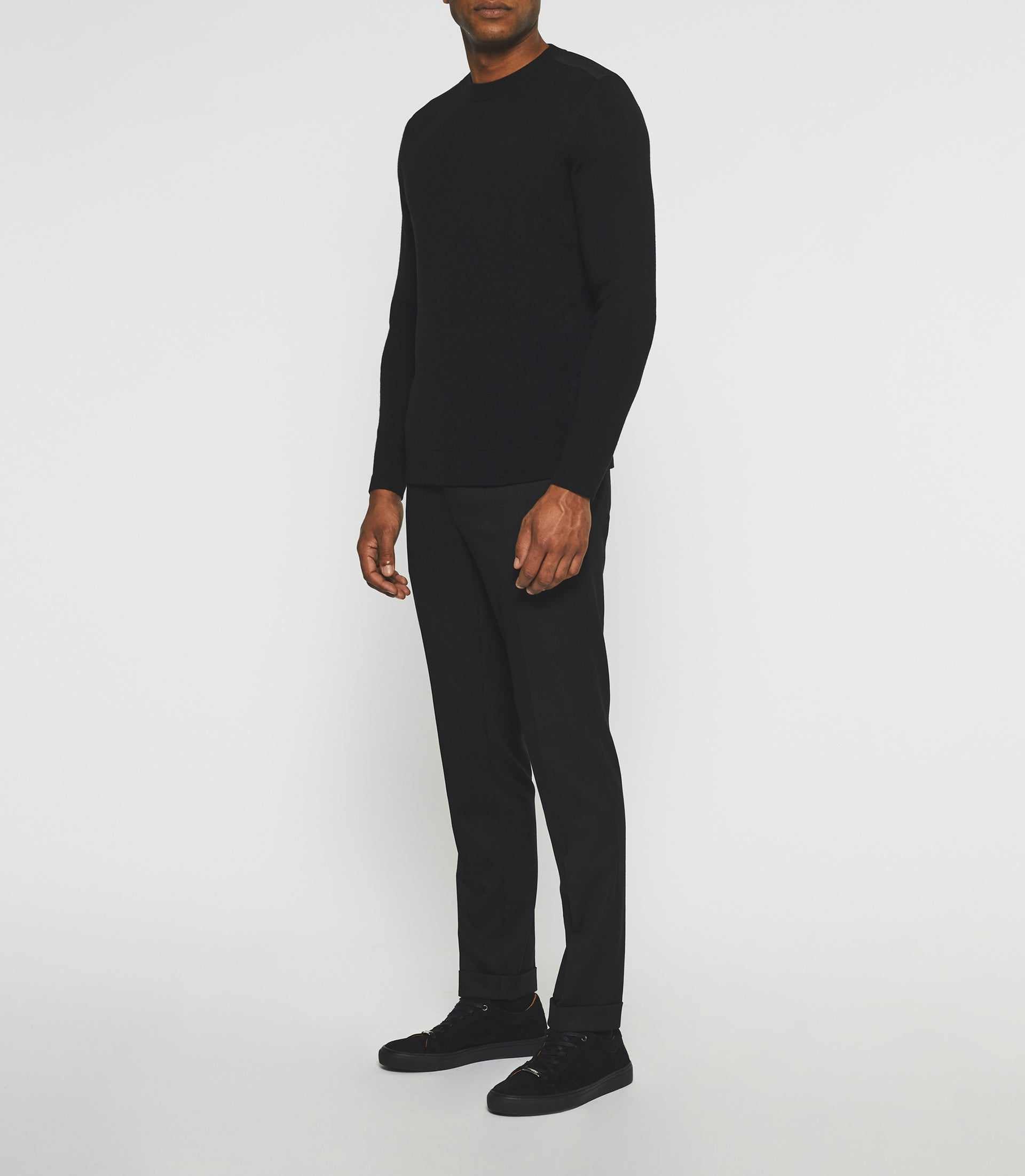 Black wool round neck sweater SWBRUCE