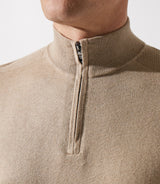 Pull col zippé camionneur beige foncé