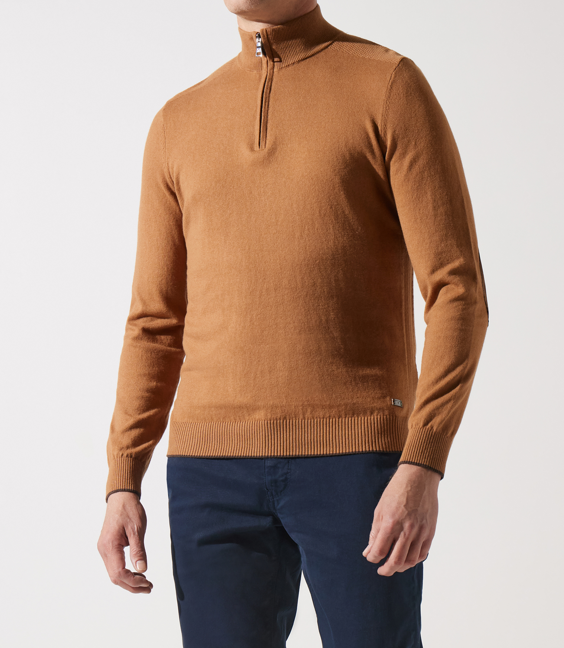 Camel trucker zipped collar