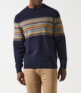 Pull col rond en jacquard marine - IZAC