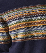 Pull col rond en jacquard marine