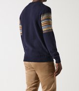 Pull col rond en jacquard marine - IZAC