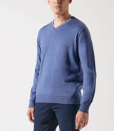 Indigo 100% merino round neck sweater