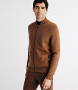 Pull gilet zippé col teddy camel