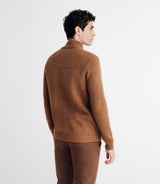 Pull gilet zippé col teddy camel