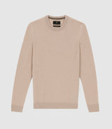 100% beige cashmere round neck sweater