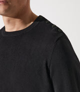 Pull col rond épaule boutonnée noir