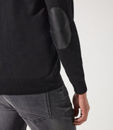 Pull col rond épaule boutonnée noir