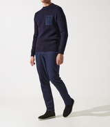 Marine round neck sweater with pocket