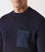 Pull col rond marine avec poche - IZAC