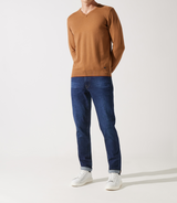 Kamelgestreift V -Neck -Pullover