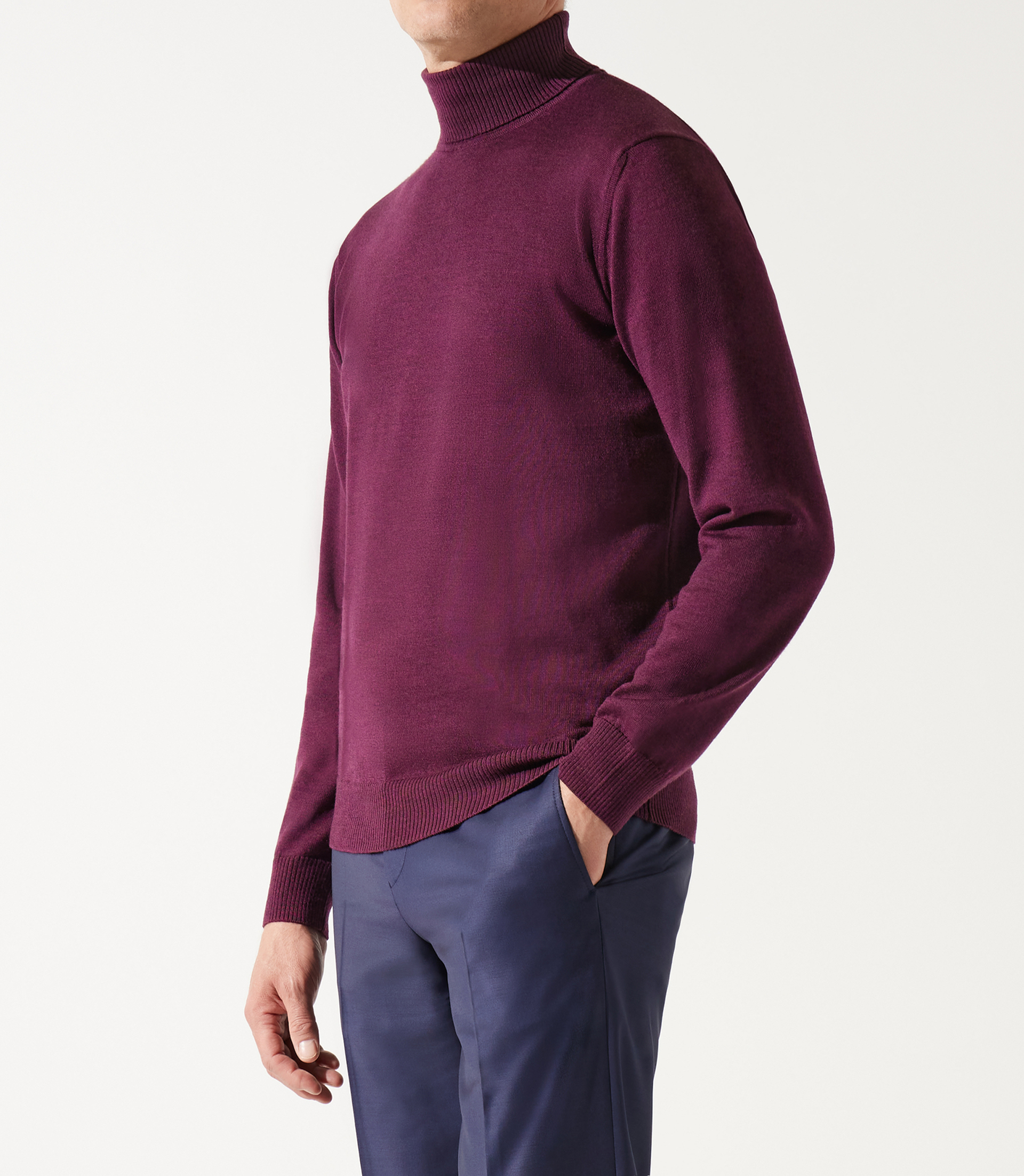 100% merino purple turtleneck