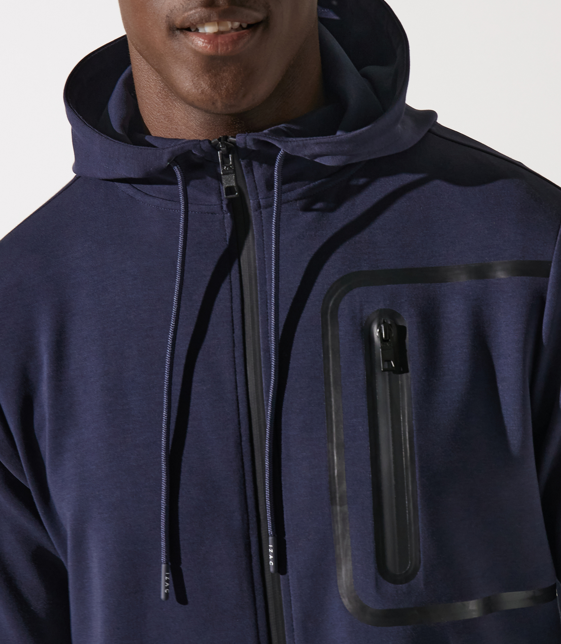 Zipped navy hood