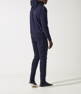 Zipped navy hood