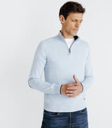 Pull col montant zippé bleu ciel - IZAC