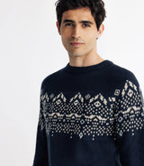 Pull en jacquard col rond marine - IZAC