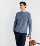 Pull manches longues col rond indigo - IZAC