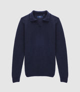 Pull col polo ouvert marine