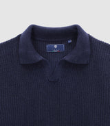 Pull col polo ouvert marine - IZAC