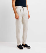 Pantalon ville rayé en lin gris clair