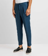 Pantalon ville en lin bleu indigo