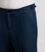 Pantalon ville en lin bleu indigo