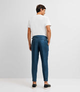 Indigo blue linen city pants