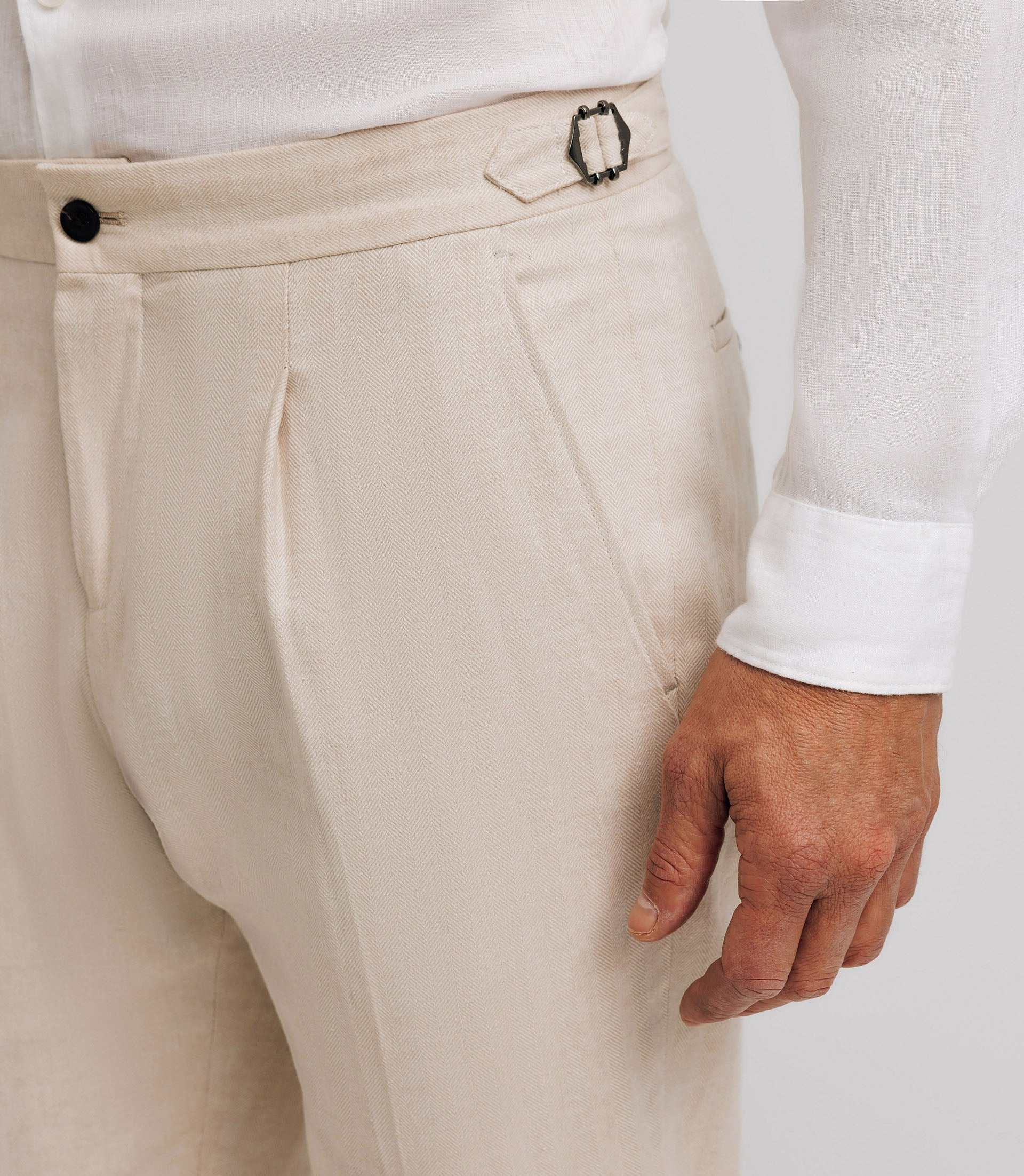 Beige linen city pants