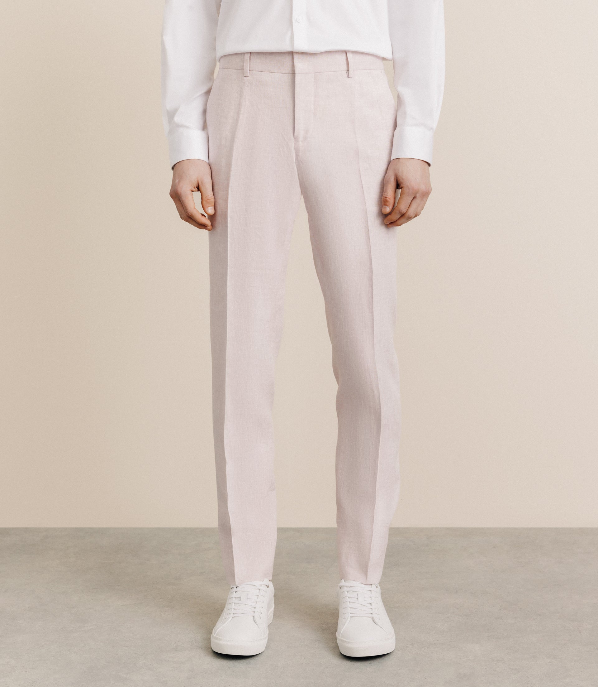 100% pink linen pants