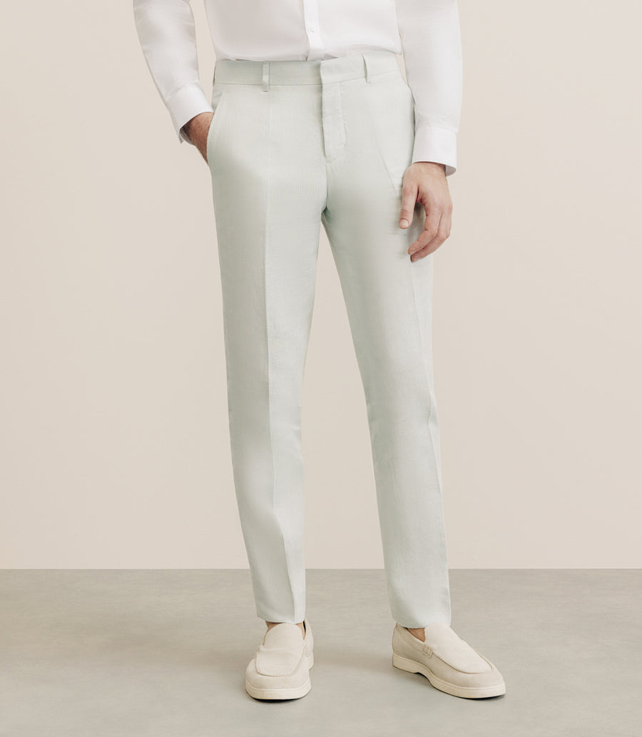 Pantalon 100% lin vert eau