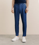 Pants in indigo linen blend