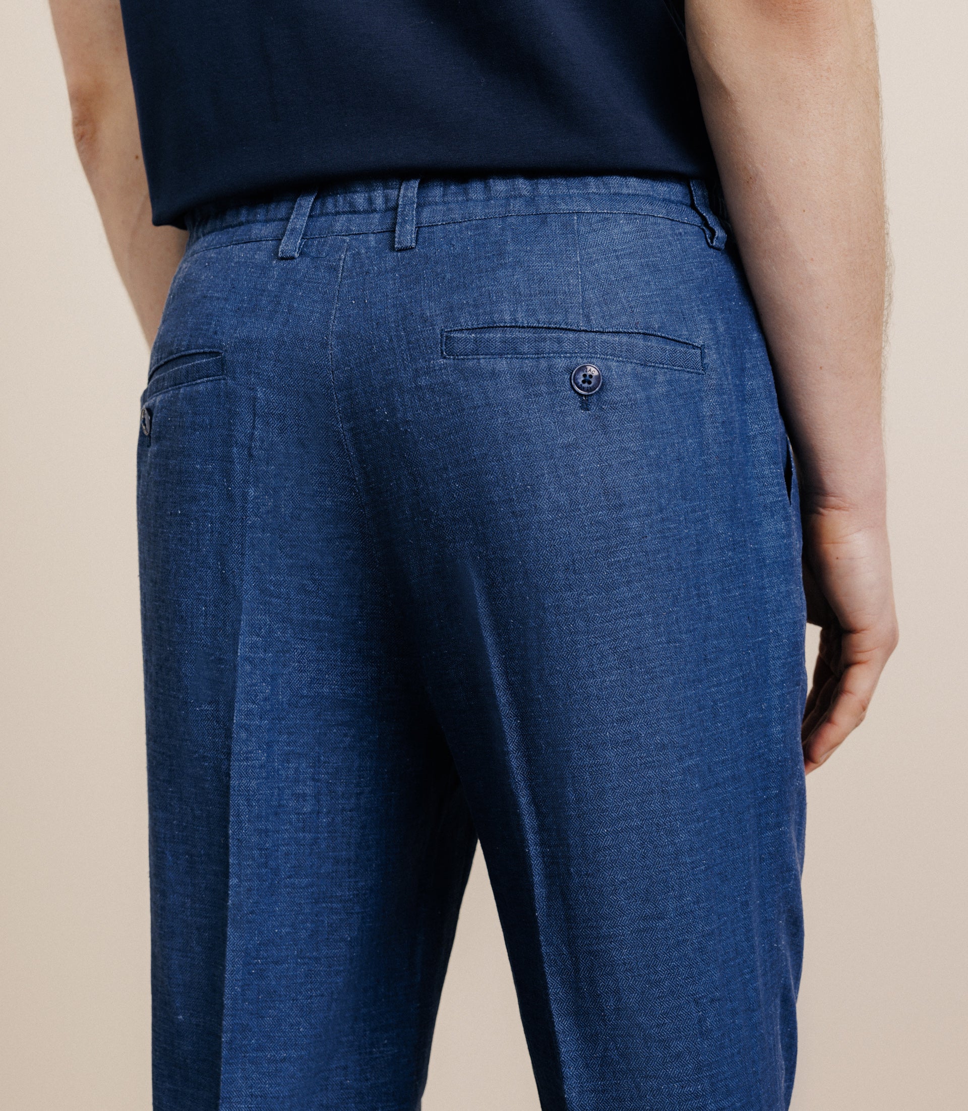 Pants in indigo linen blend