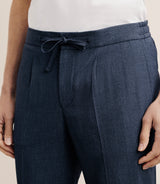 Pantalon ville taille élastique bleu denim - IZAC