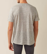 Roger" light grey linen t-shirt with tunisian collar