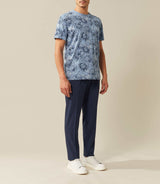 Xavier" sky blue printed round neck T-shirt