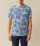 Xavier" sky blue printed round neck T-shirt