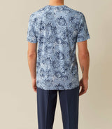 Xavier" sky blue printed round neck T-shirt