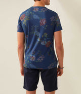 Xylose" navy printed round neck t-shirt