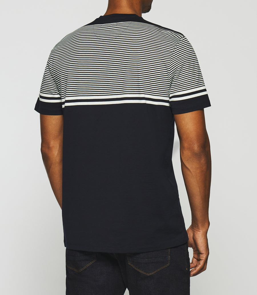 GORDIE navy and white striped short sleeve t-shirt