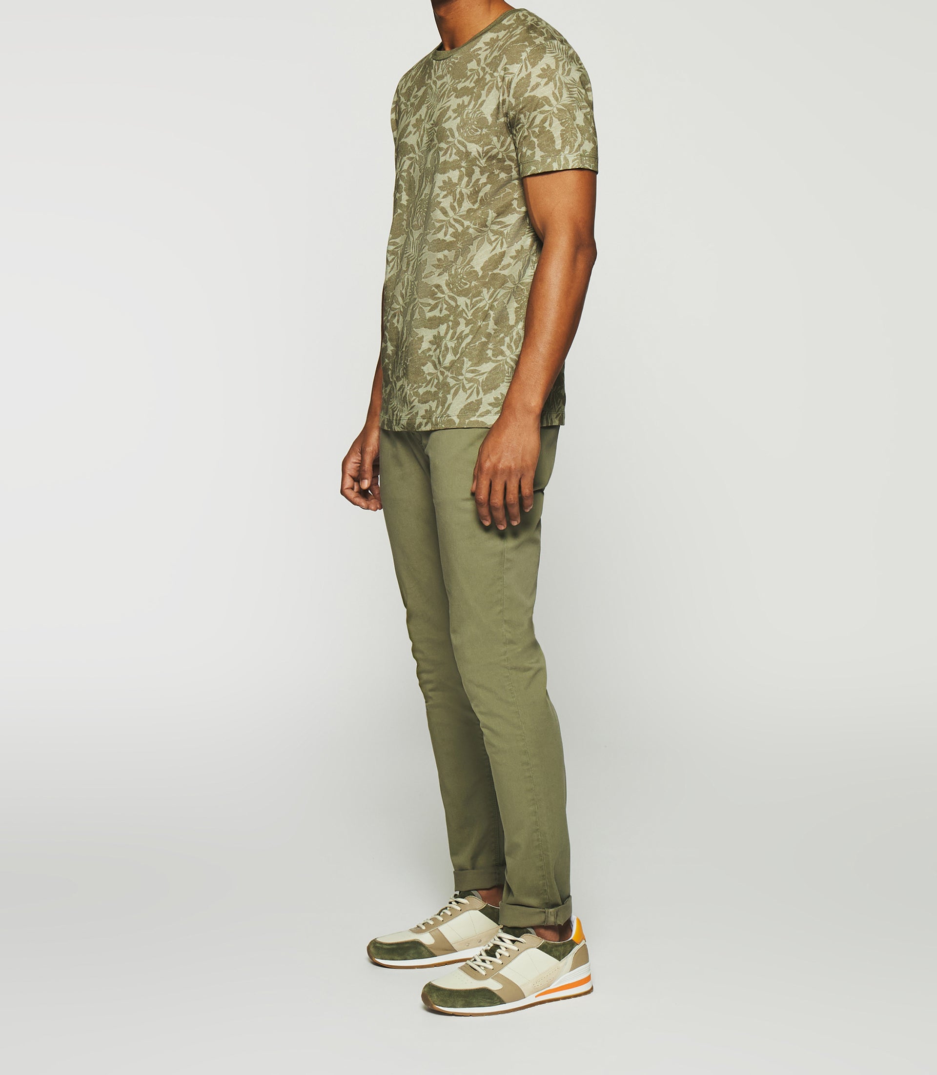 GUSTIN khaki print short sleeve T-shirt