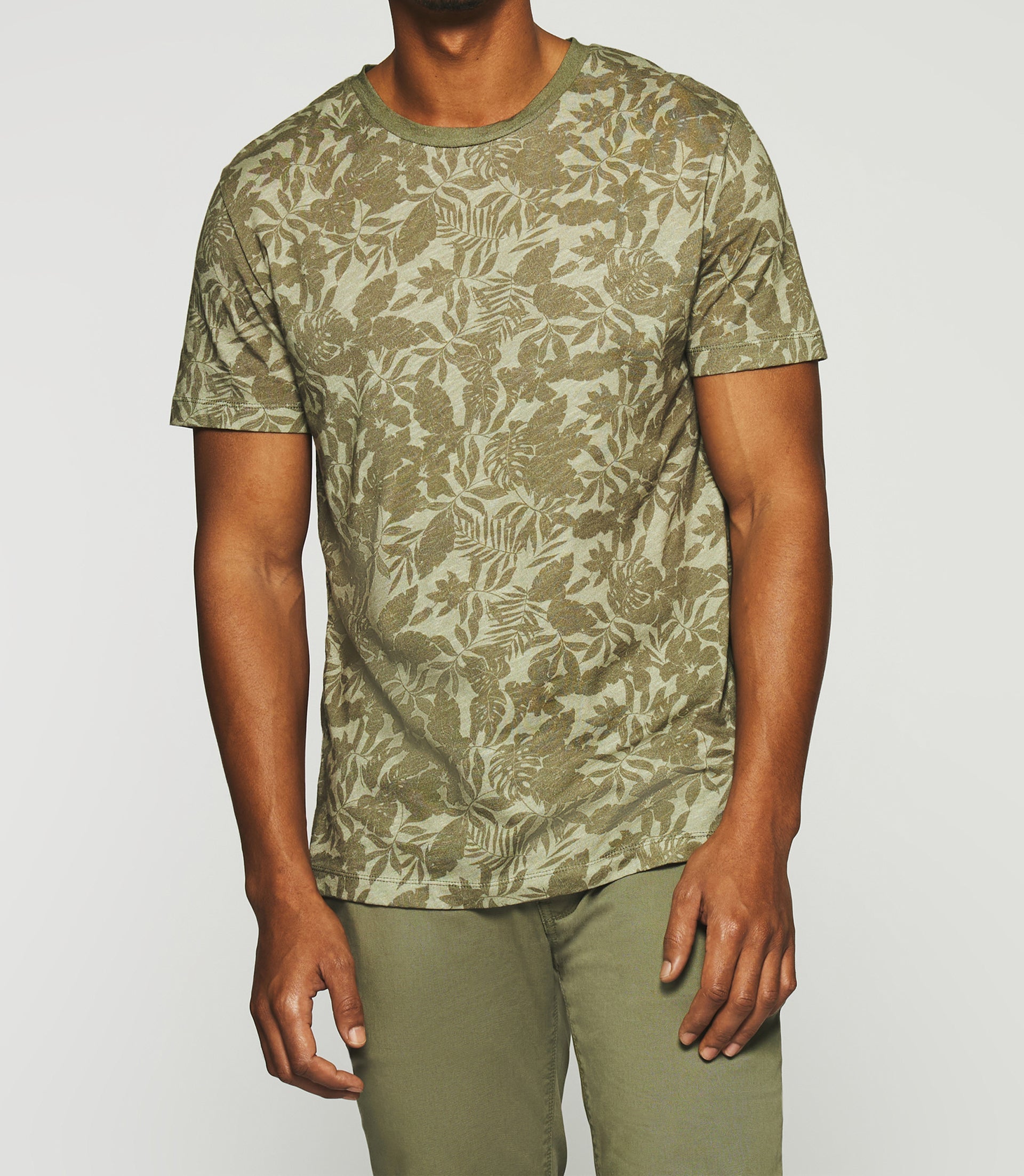 GUSTIN khaki print short sleeve T-shirt