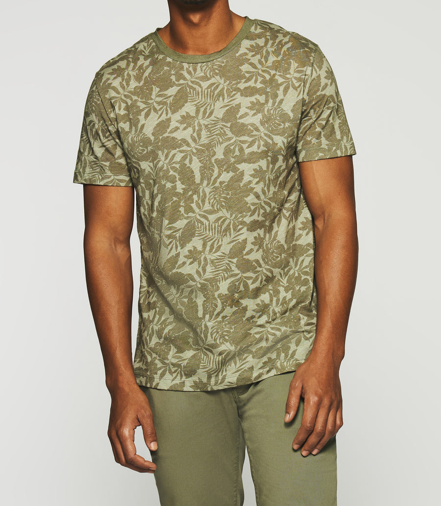 GUSTIN khaki print short sleeve T-shirt