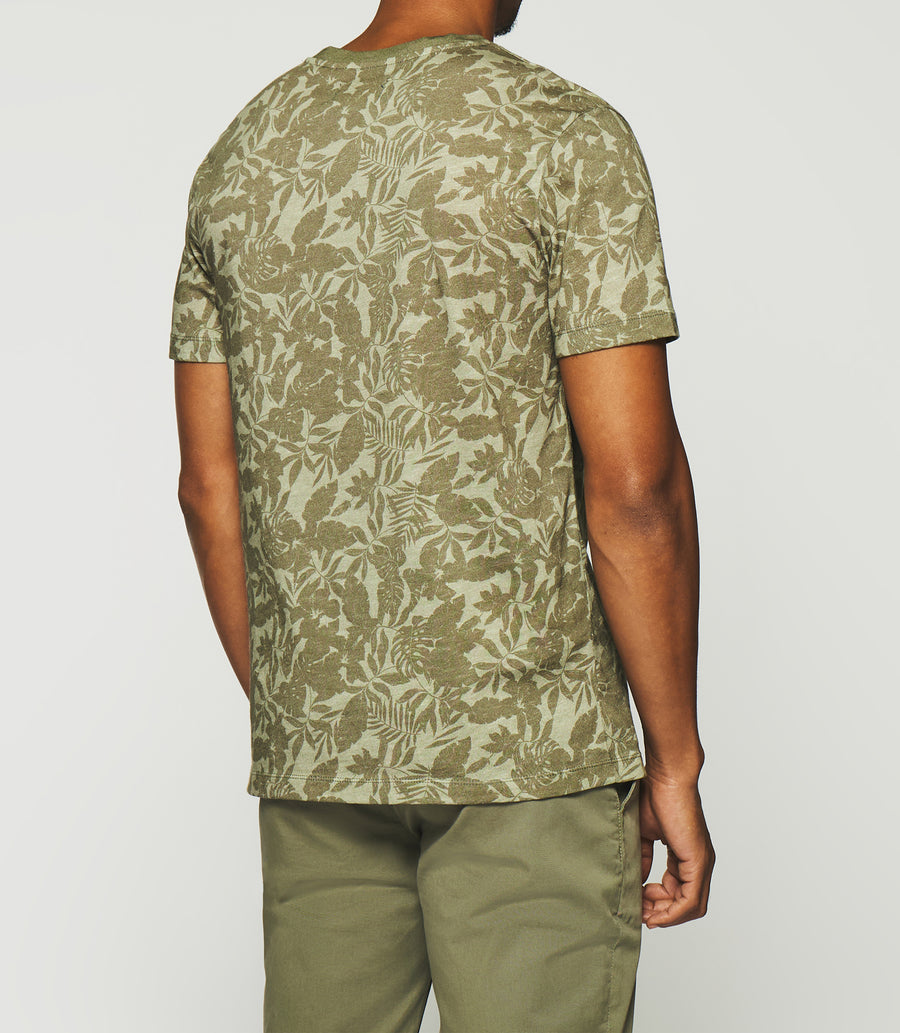 GUSTIN khaki print short sleeve T-shirt