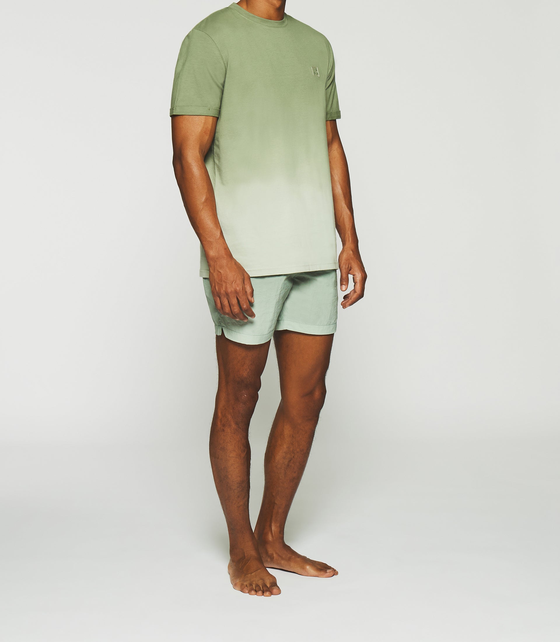 GUYTO khaki gradient short sleeve t-shirt