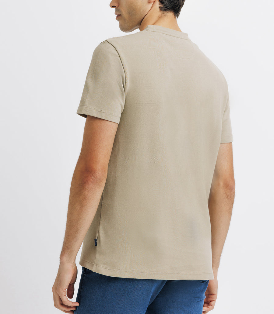 Round neck tee pique KAKI